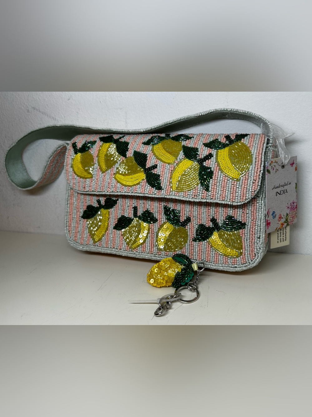 Yellow Lemon Beaded Women's Clutch Bag
